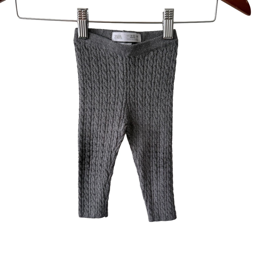 Zara Kids Charcoal Cable Knit Leggings